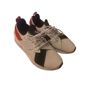 Women's 9 Puma Muse‎ Croc Training Shoes Running Sneakers White Red Black Preown